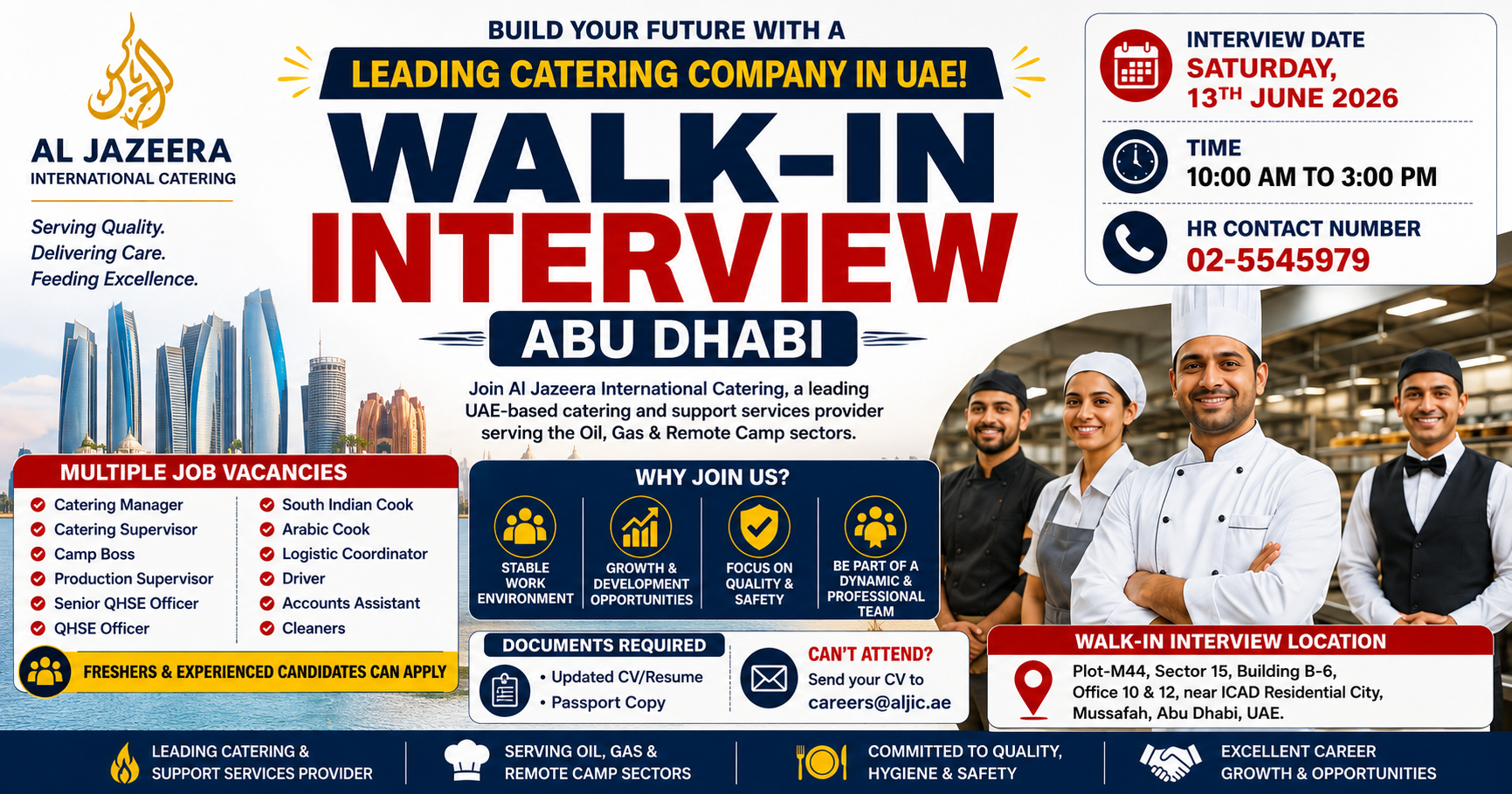 Al Jazeera International Catering Walk in Interview in Abu Dhabi