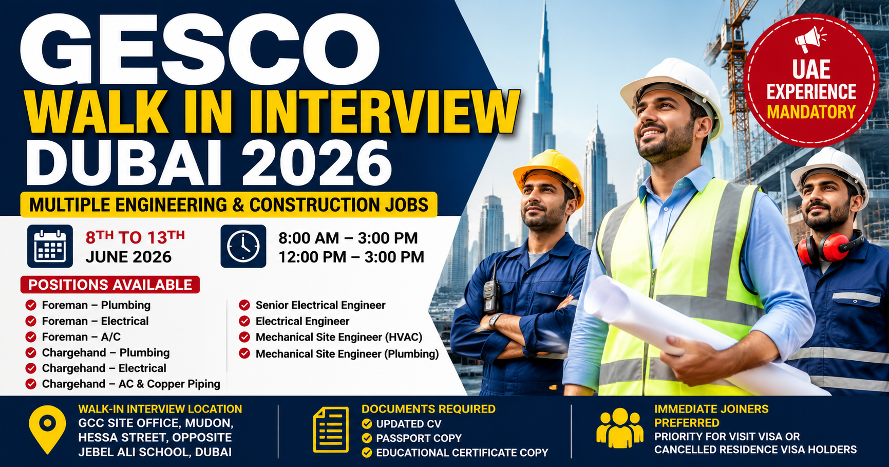 GESCO Walk in Interview Dubai 2026: